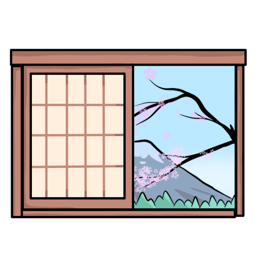 ventana marron con el fondo de primavera. 