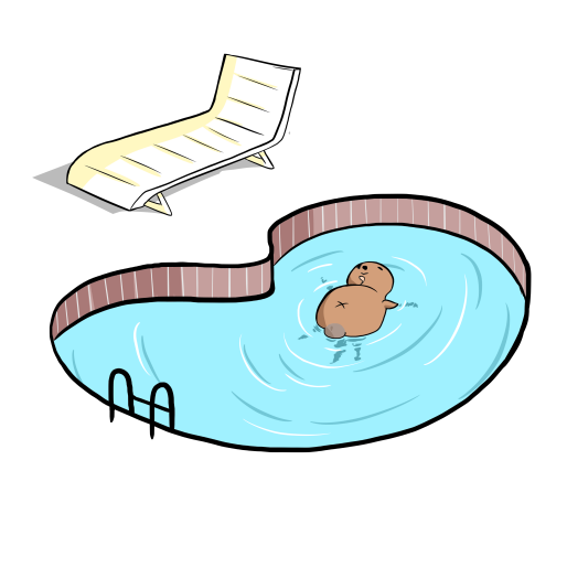 Buen tiempo en la piscina nadando.
