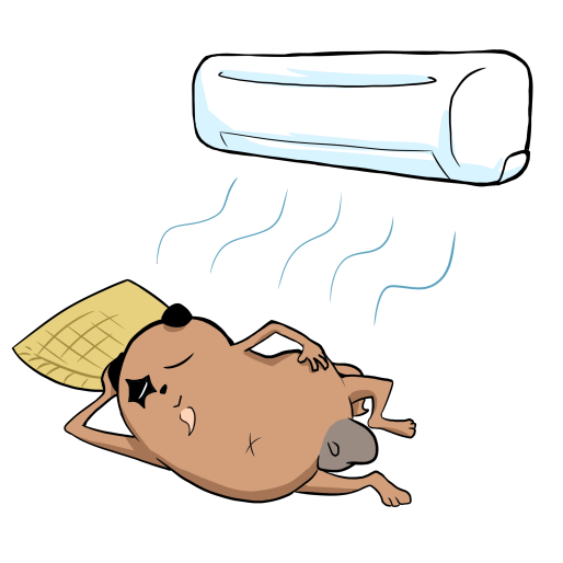 Poner el aire acondicionado para aliviar el calor.