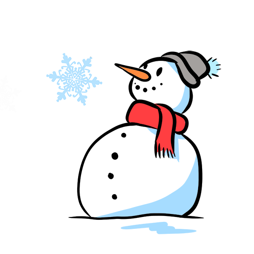 Muñeco de nieve con gorro y bufanda y copo de nieve. Elaboración propia.