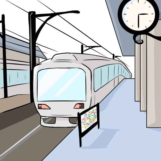 Ilustración de metro llegando a la estación, archivos wabasi